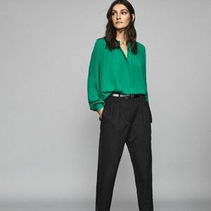 Reiss Gwen - Gather Detailed Blouse in Green